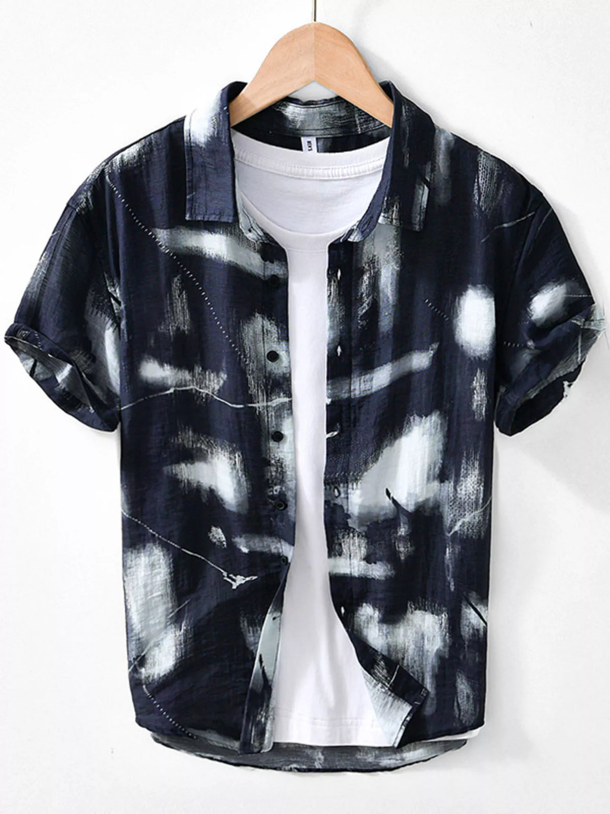 Men's Plus Size Abstract Print Short Sleeve Shirt