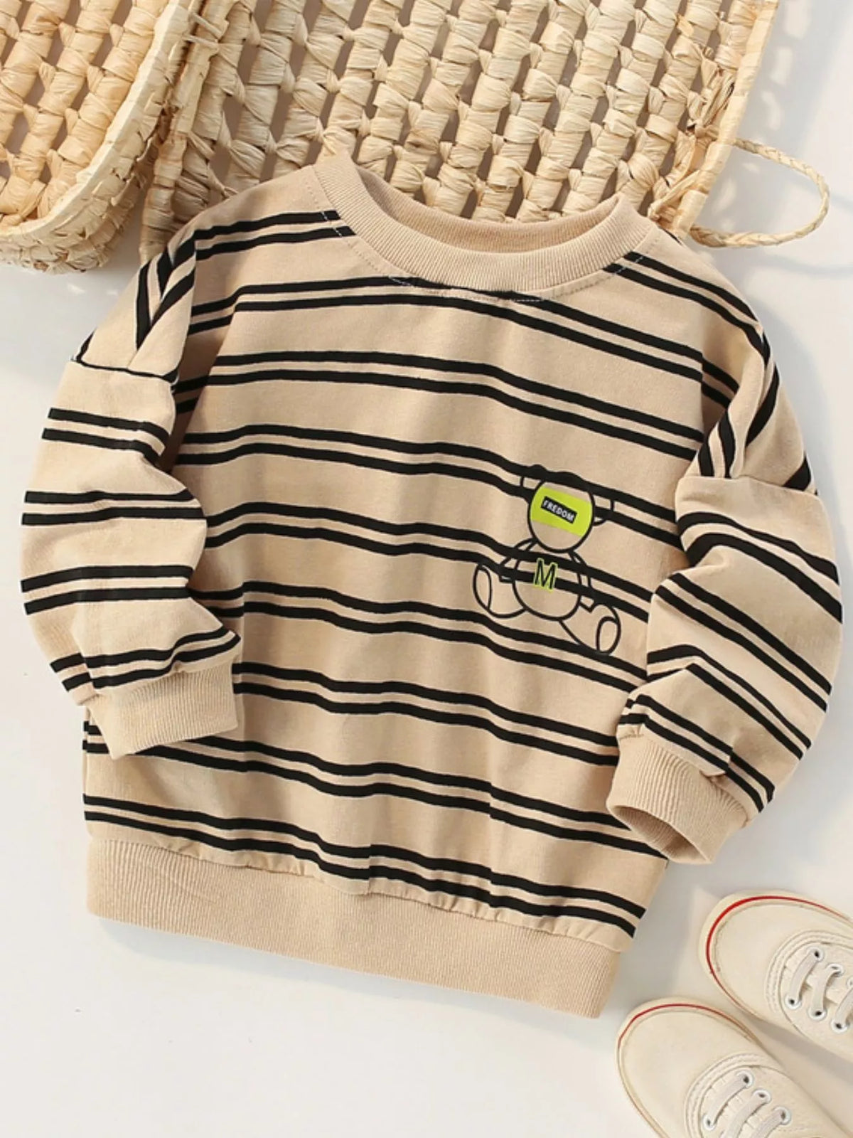 Children's Striped Bear Crew Neck Sweatshirt