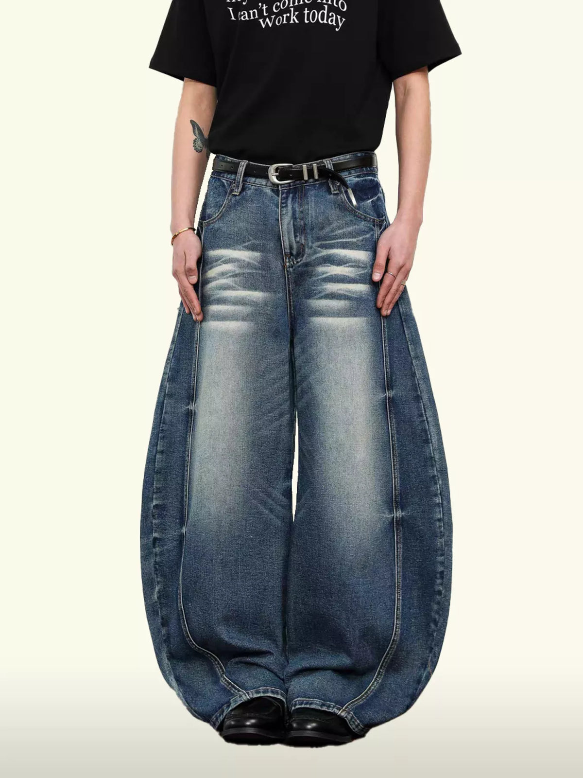 Men's Washed Wide Leg Jeans