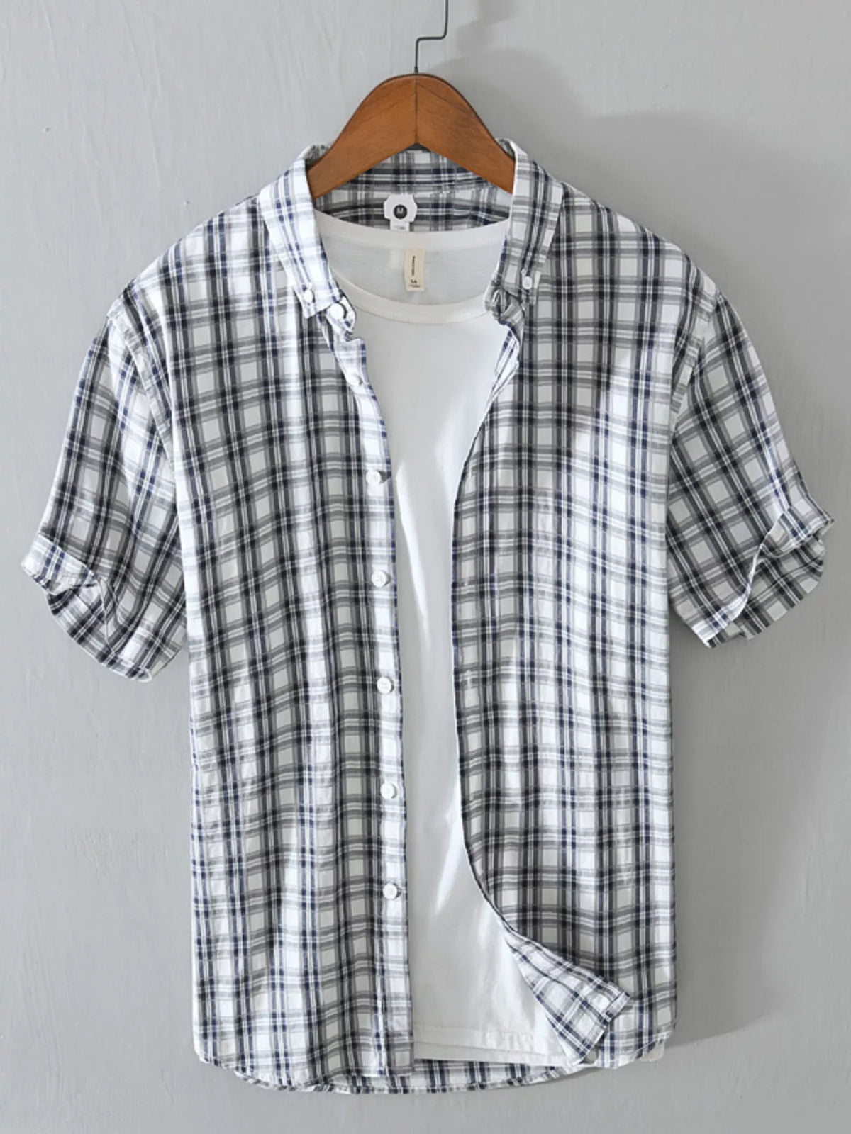 Men's Plus Size Casual Plaid Short Sleeve Shirt