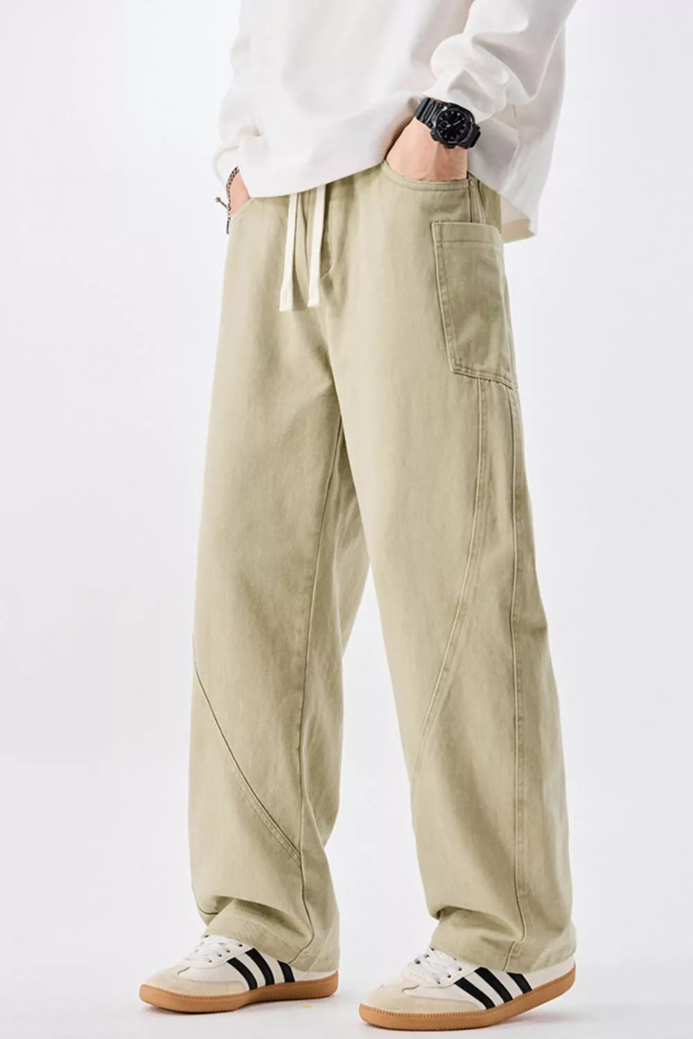 Men's Plus Size Loose Fit Drawstring Waist Jeans