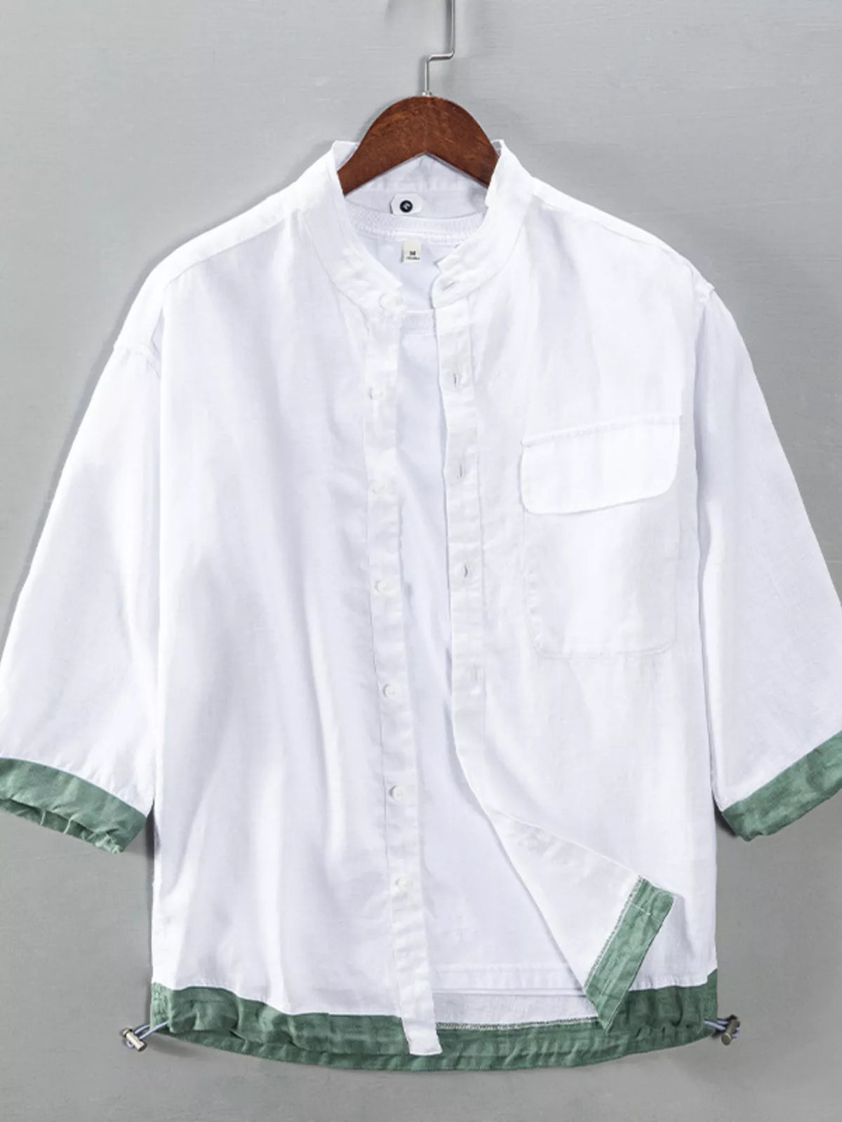 Men's Plus Size Casual Contrast Trim Half Sleeve Shirt