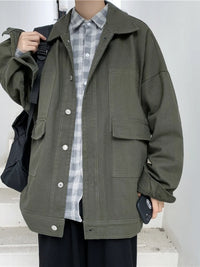 Men's Button Up Drop Shoulder Denim Jacket