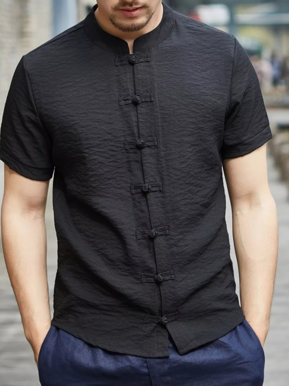 Men's Full Size Chinese Style Short Sleeve Shirt Plus Size