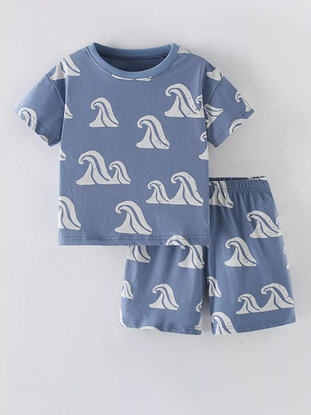 Children's Ocean Wave Print Tee and Shorts Set