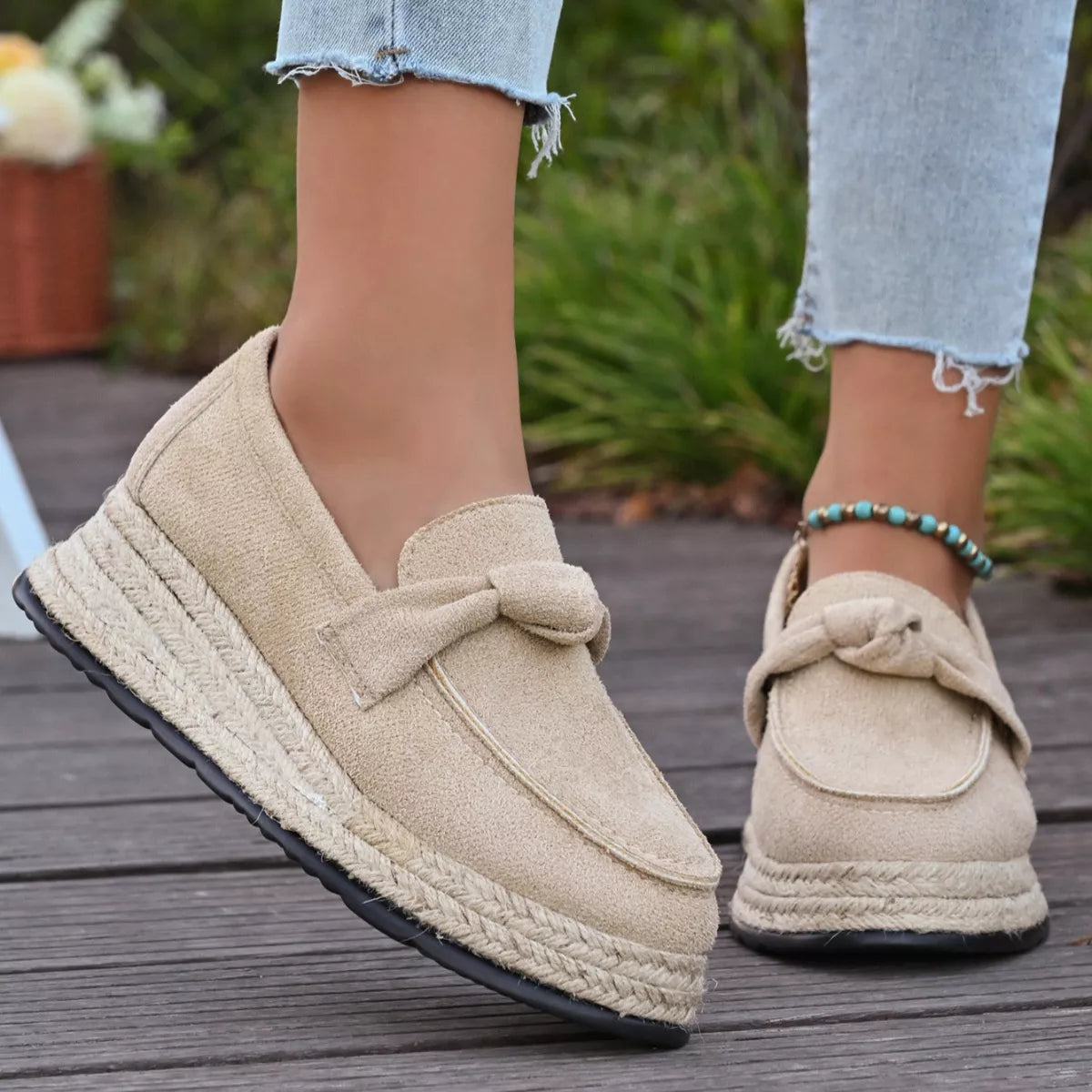 Round Toe Platform Slip-Ons