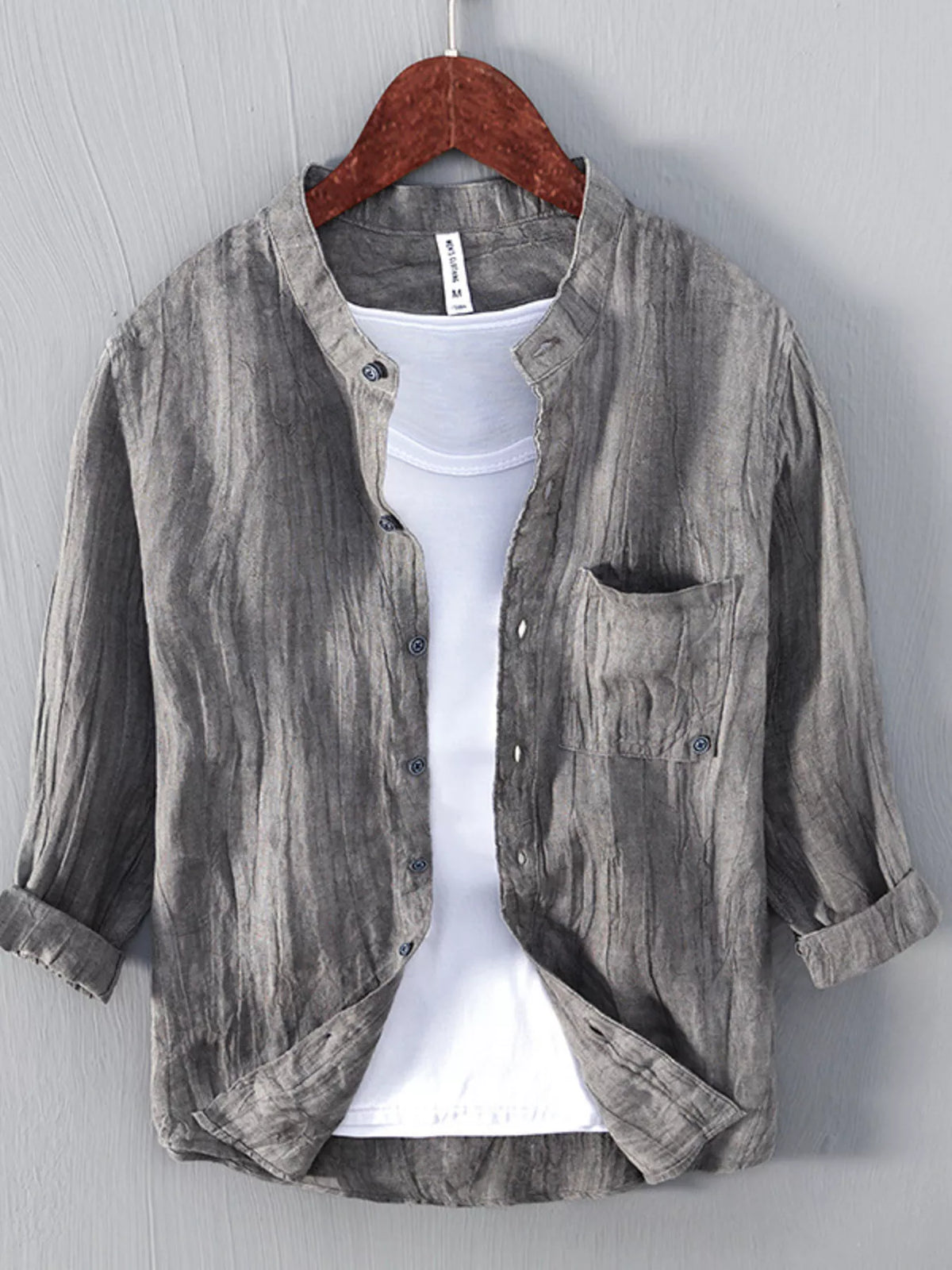 Men’s Casual Linen Three-Quarter Sleeve Shirt