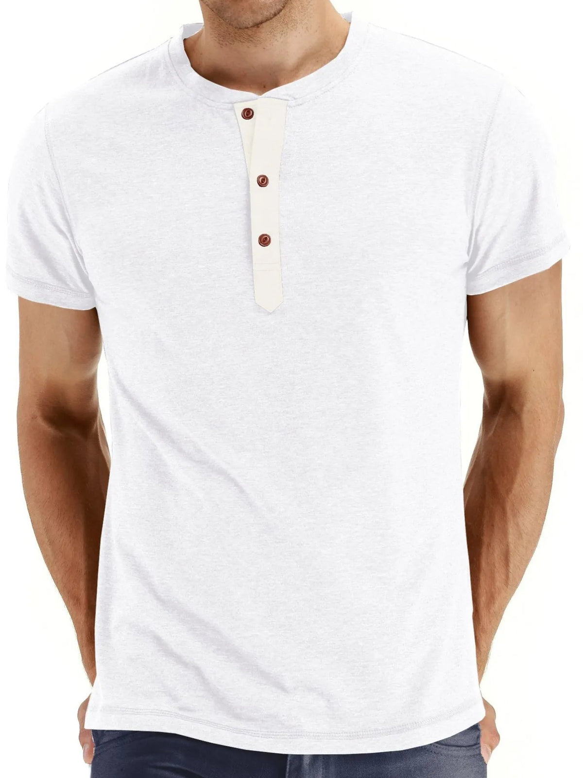 Men's Short Sleeve Henley Polo Shirt