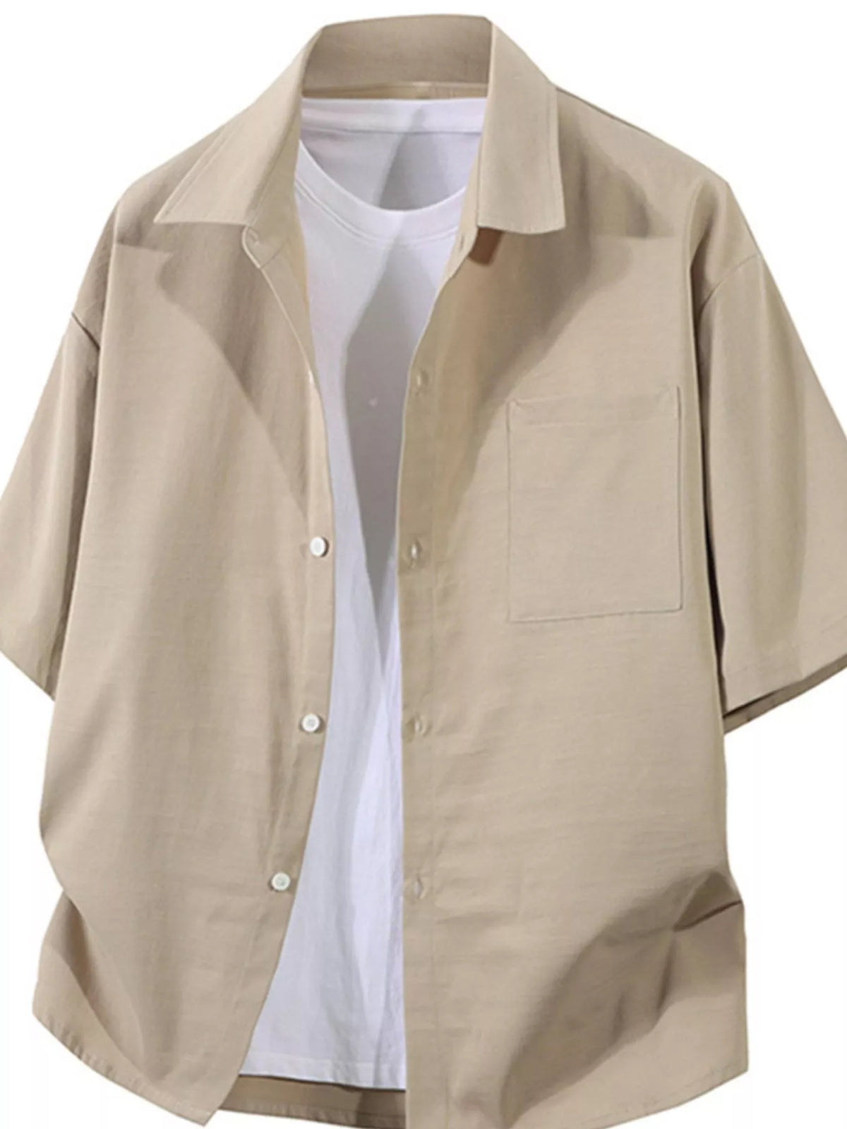 Men's Plus Size Casual Short Sleeve Button-Down Shirt