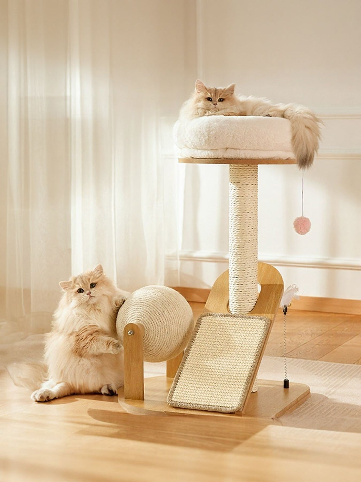 Modern Plush Cat Tree with Scratching Post