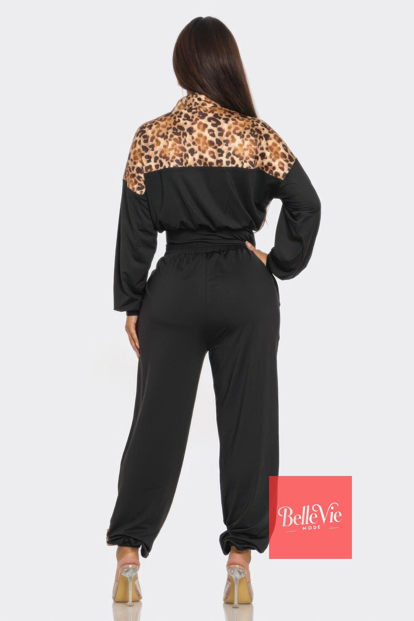 BelleVie Mode Animal Print Jogger  Set