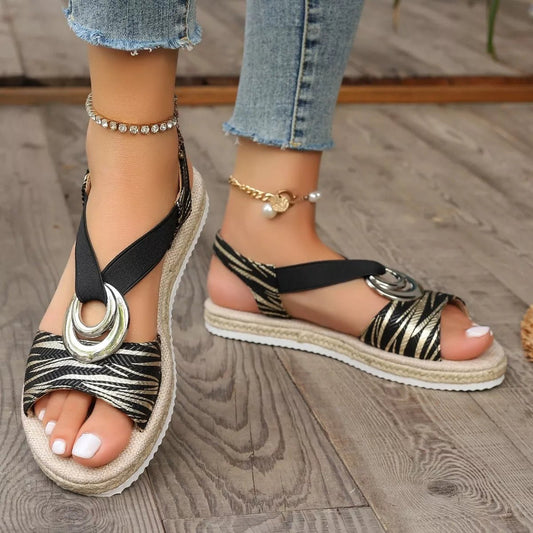 Ankle Strap Espadrille Sandals - BelleVieMode