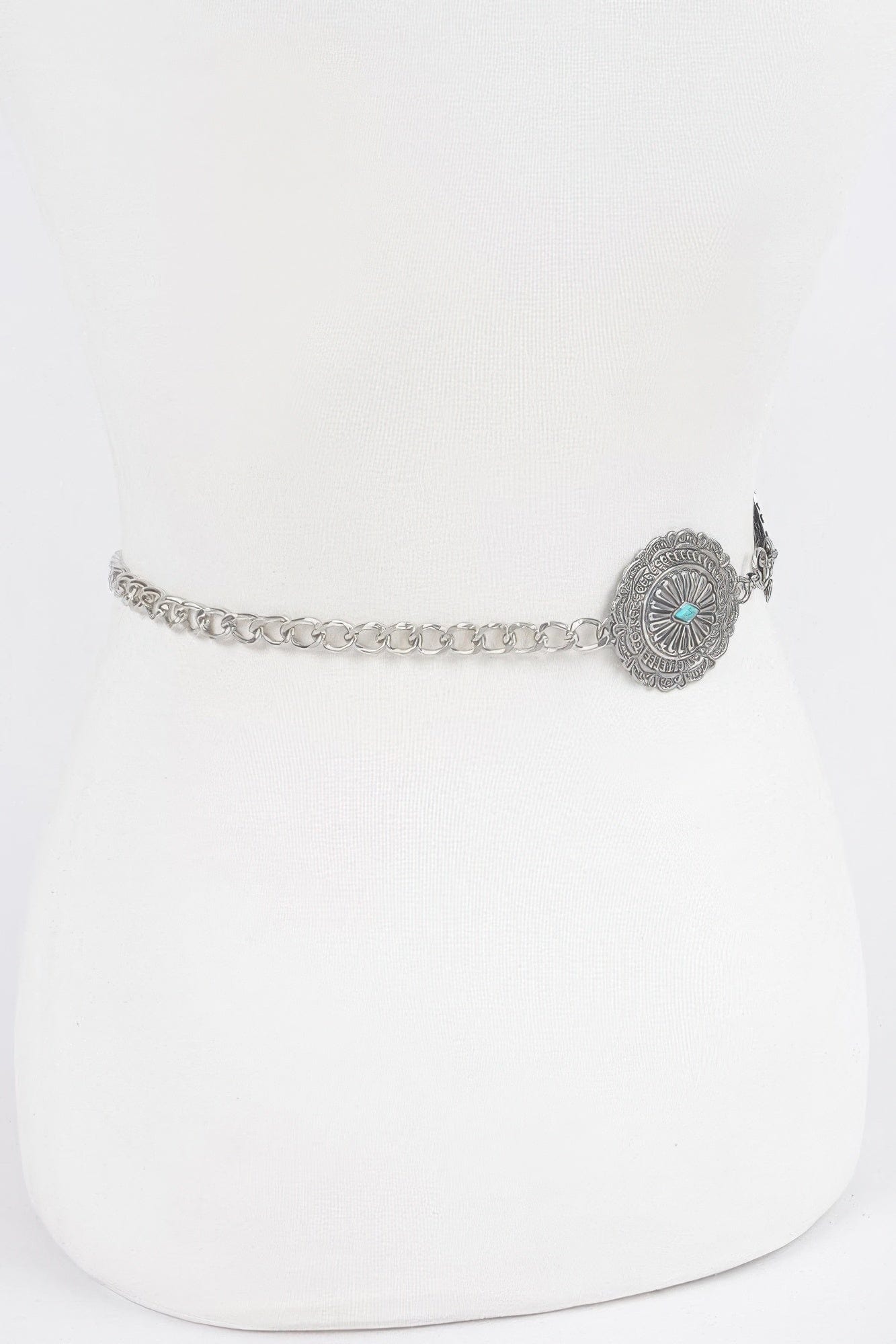 BelleVie Mode Antique silver Western Style Metal Chain Belt