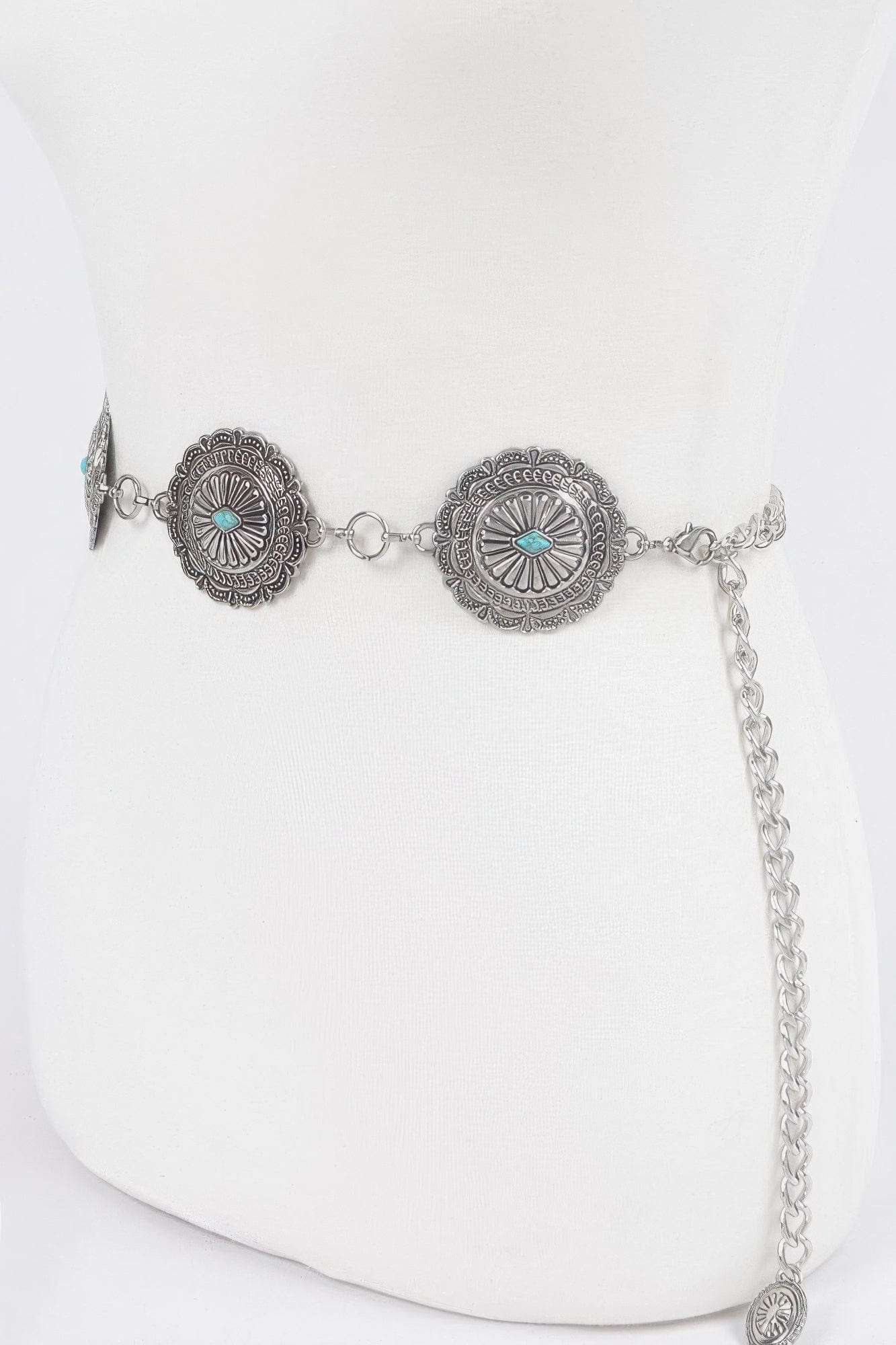 BelleVie Mode Antique silver Western Style Metal Chain Belt