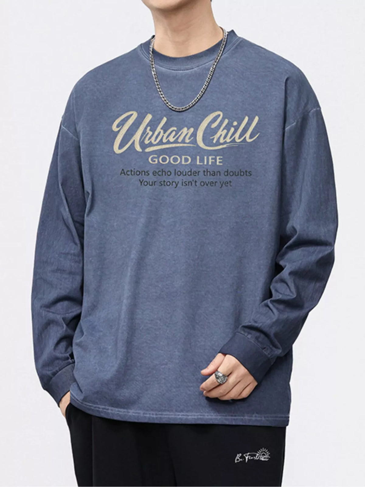 Men's Plus Size Letter Graphic Long Sleeve T-Shirt