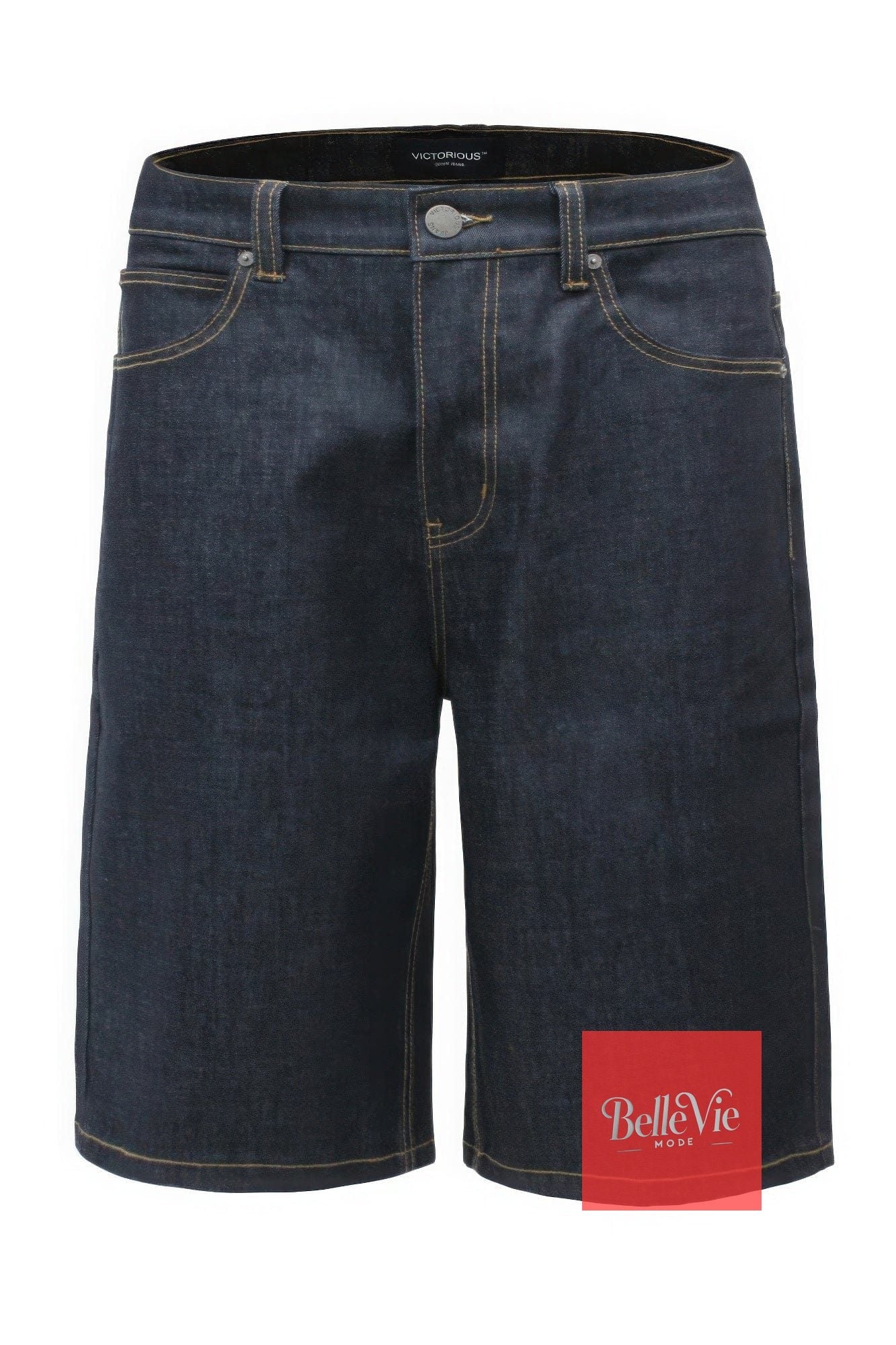 BelleVie Mode Baggy Fit Raw Denim Shorts