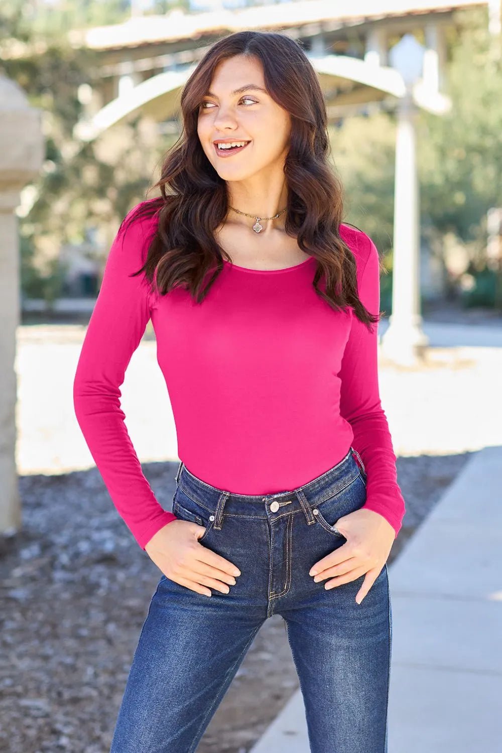Basic Bae Full Size Round Neck Long Sleeve Bodysuit - BelleVieMode