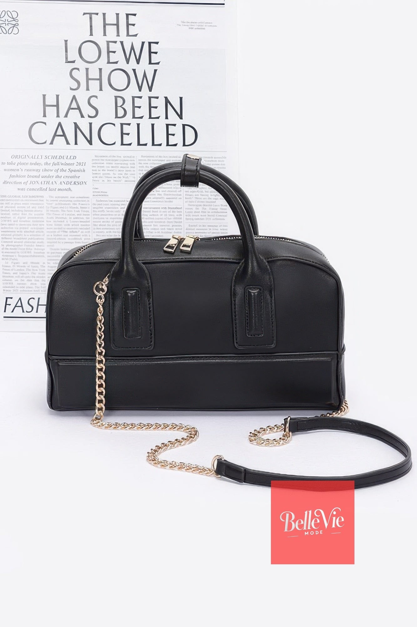 BelleVie Mode Black Faux Leather Handbag