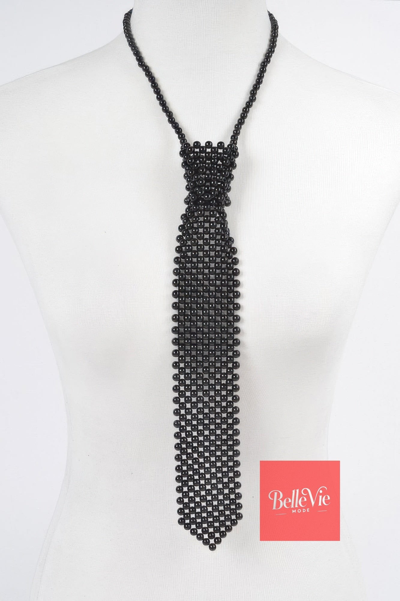 BelleVie Mode Black Faux Pearl Polyester Necktie Necklace