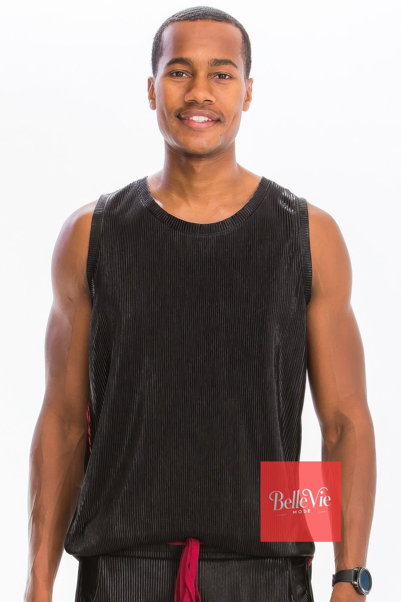 BelleVie Mode Black/Red / S Metallic Flick Tank Top