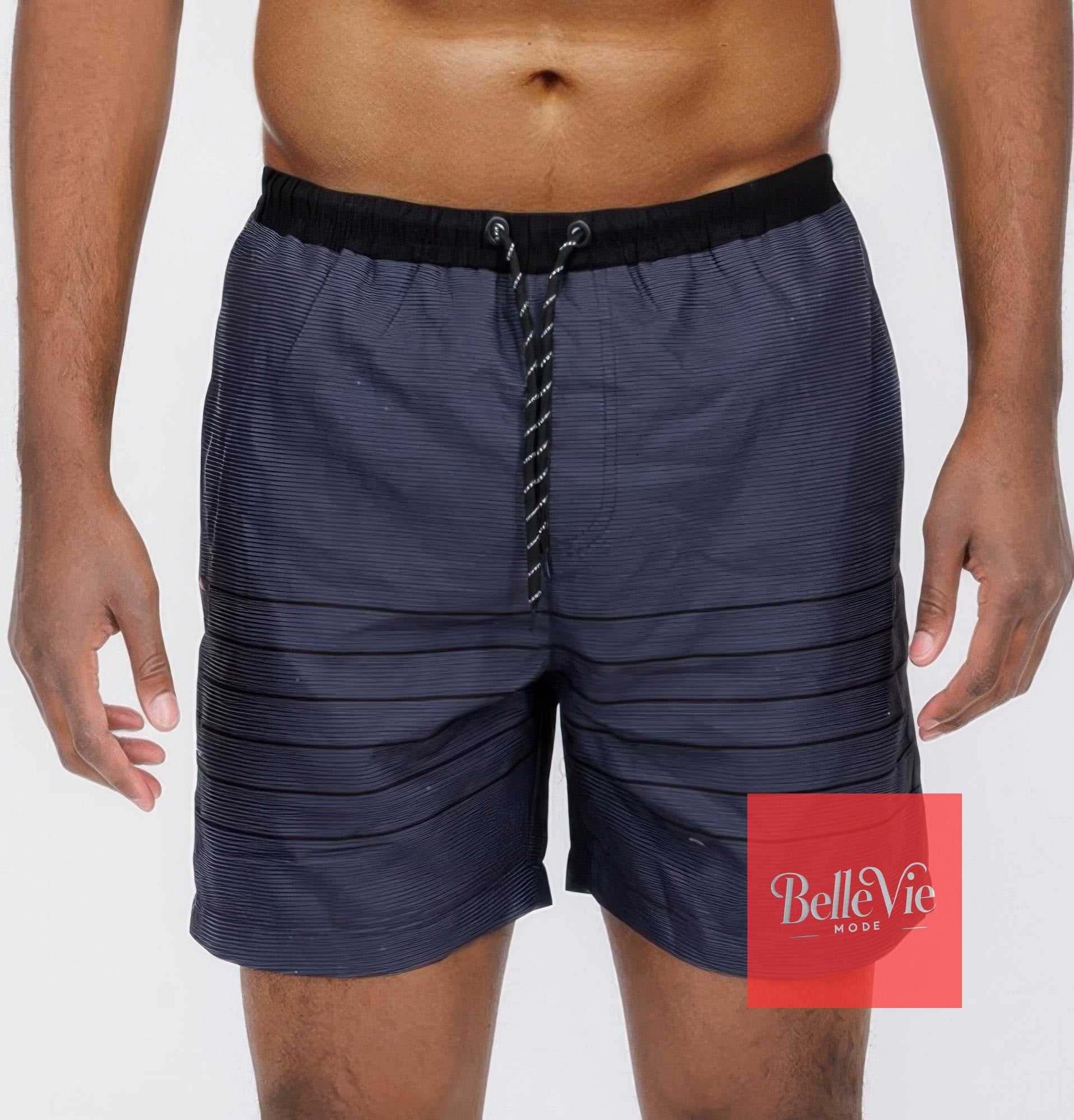 BelleVie Mode Black / S Blue Stripes Swim Shorts