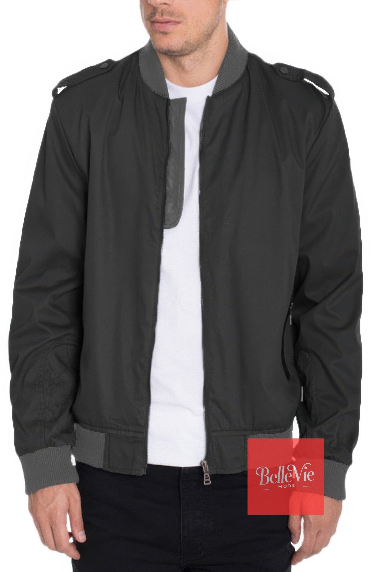 BelleVie Mode Black / S Cotton Casual Bomber Jacket