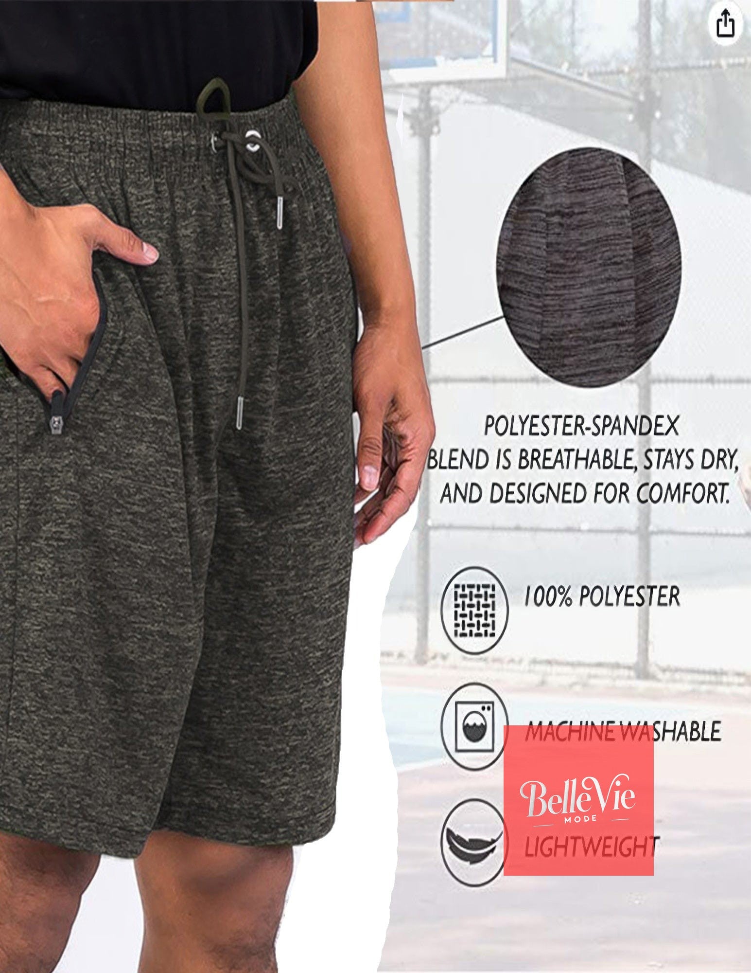 BelleVie Mode Black / S Light Weight Active Running Shorts