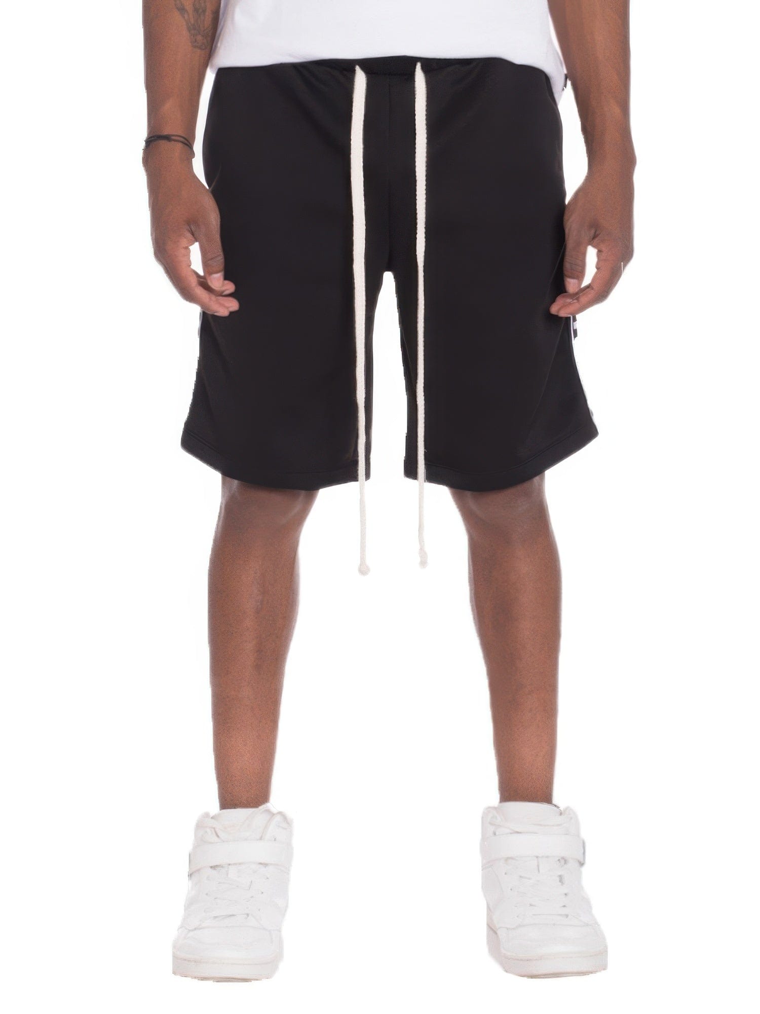 BelleVie Mode Black / S Mens Checkered Stripe Track Shorts