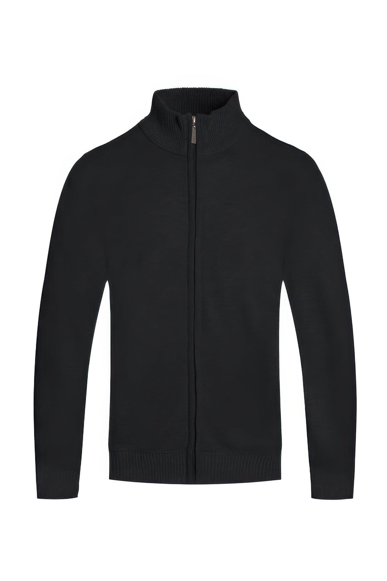 BelleVie Mode Black / S Mens Solid Full Zip Sweater