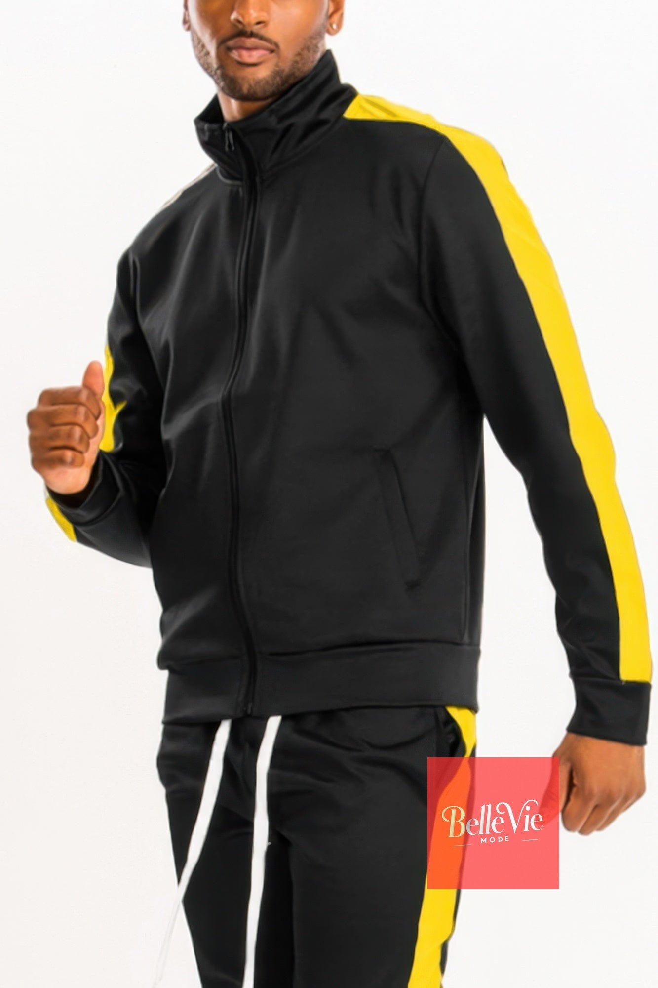 BelleVie Mode Black Yellow / S Track Single Stripe Jacket