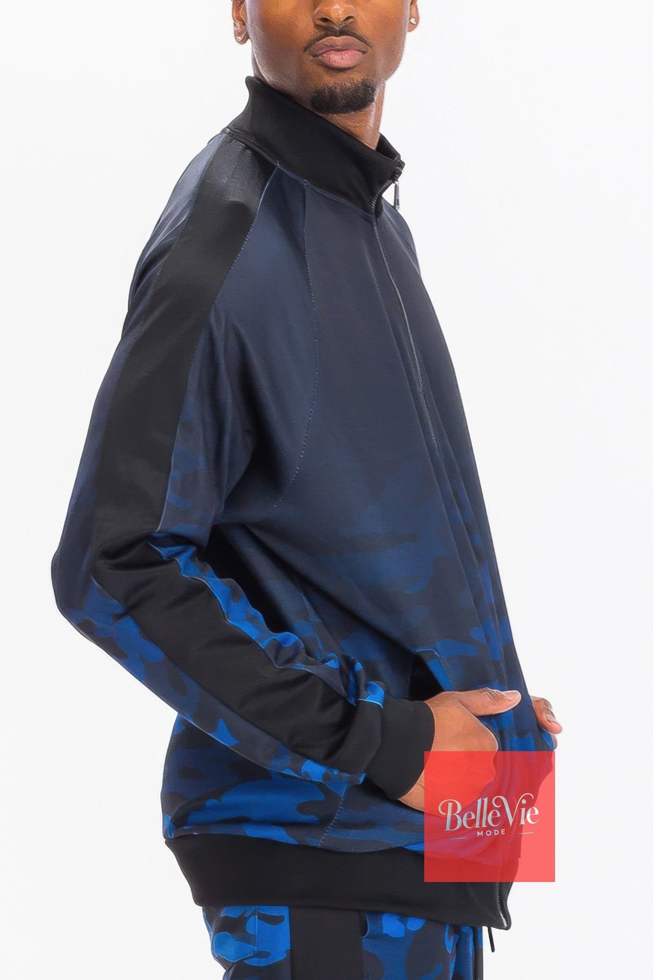 BelleVie Mode Blue / S Mens Camo Ombre Track Jacket