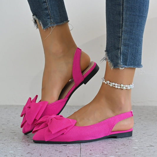 Bow Point Toe Slingback Sandals - BelleVieMode