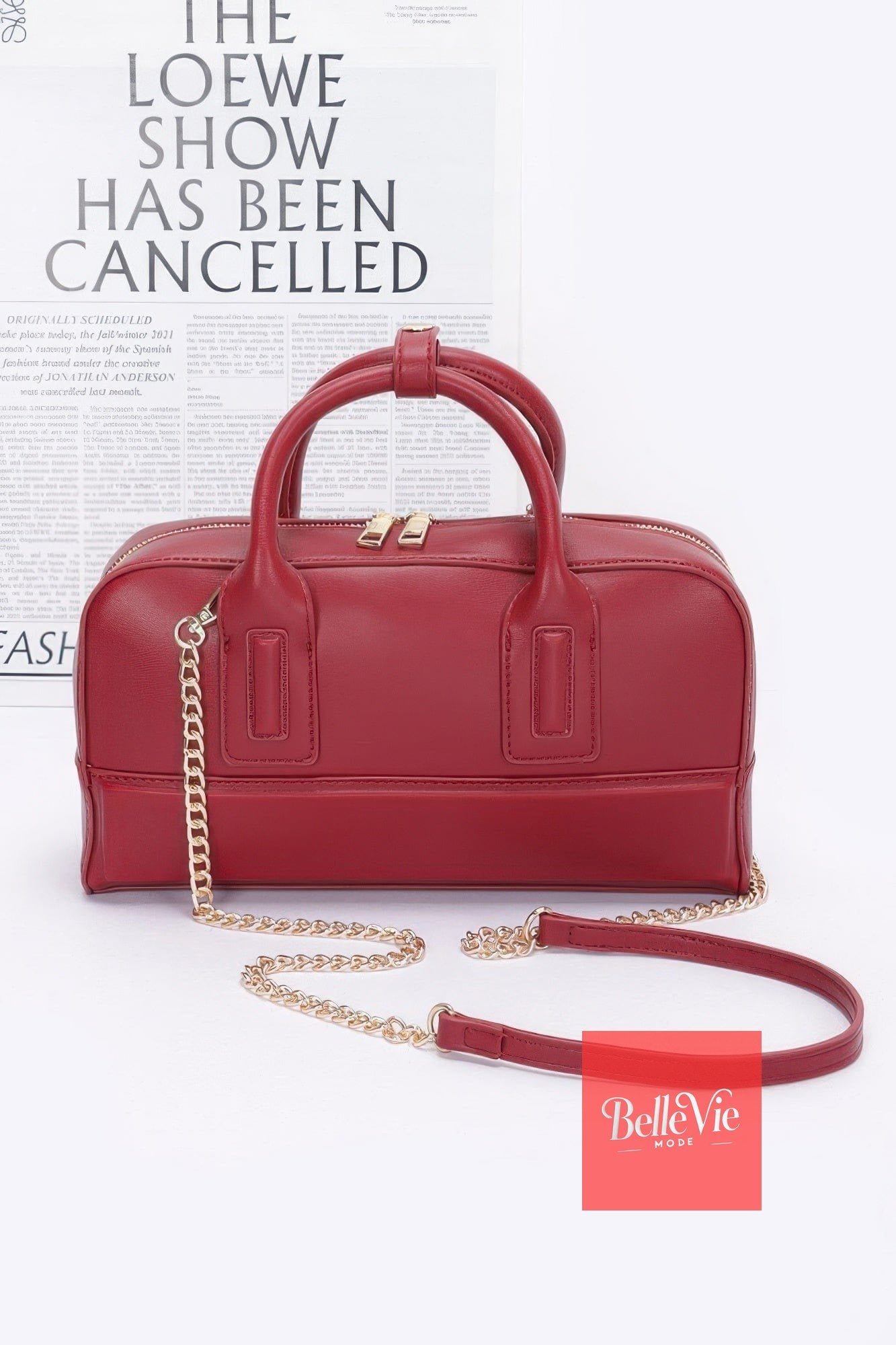 BelleVie Mode Burgundy Faux Leather Handbag