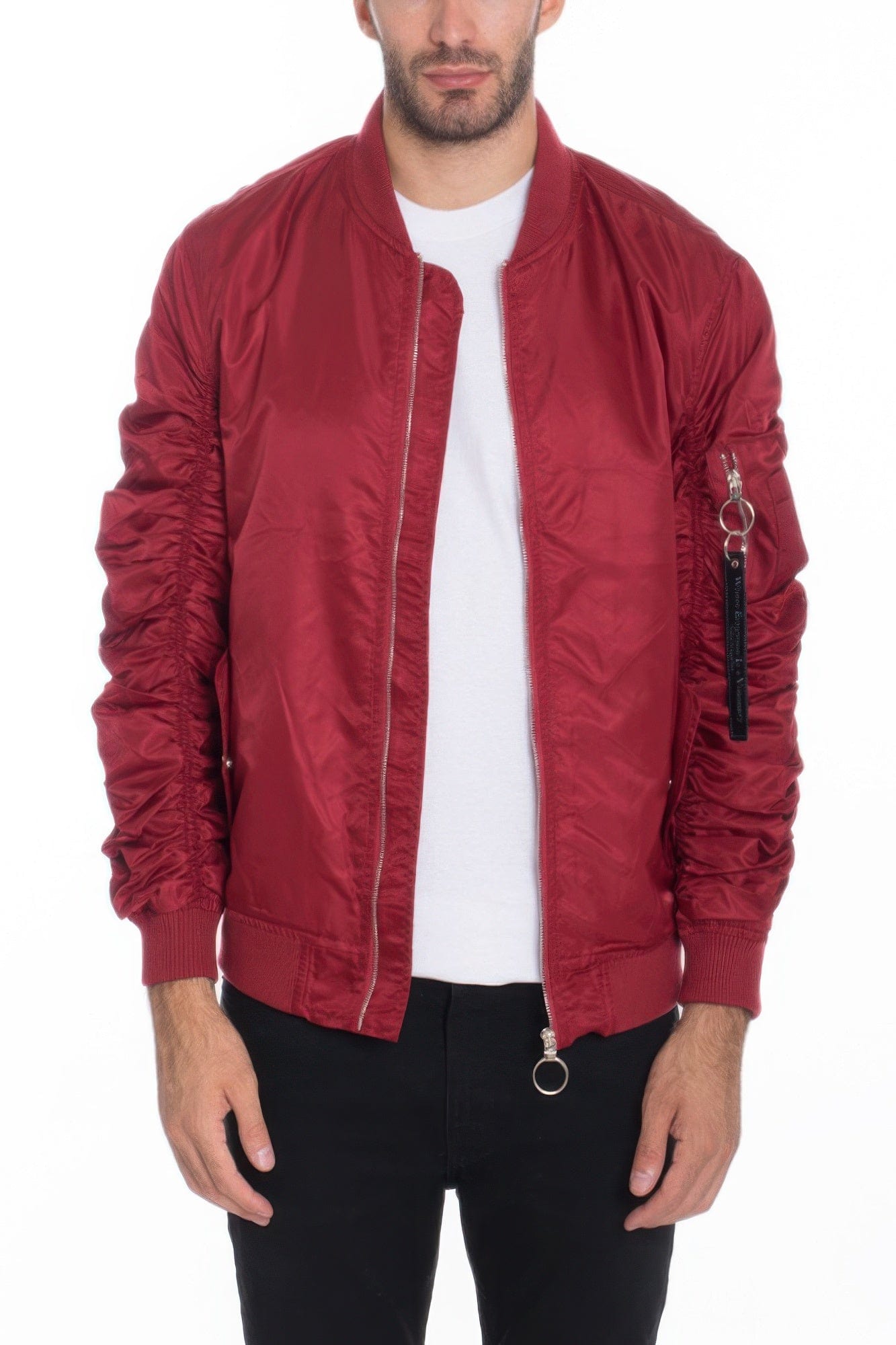 BelleVie Mode Burgundy / S Men's Casual Ma-1 Flight Lined Bomber Jacket