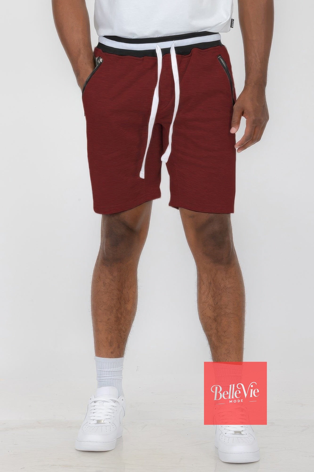 BelleVie Mode Burgundy / S Mens French Terry Sweat Short