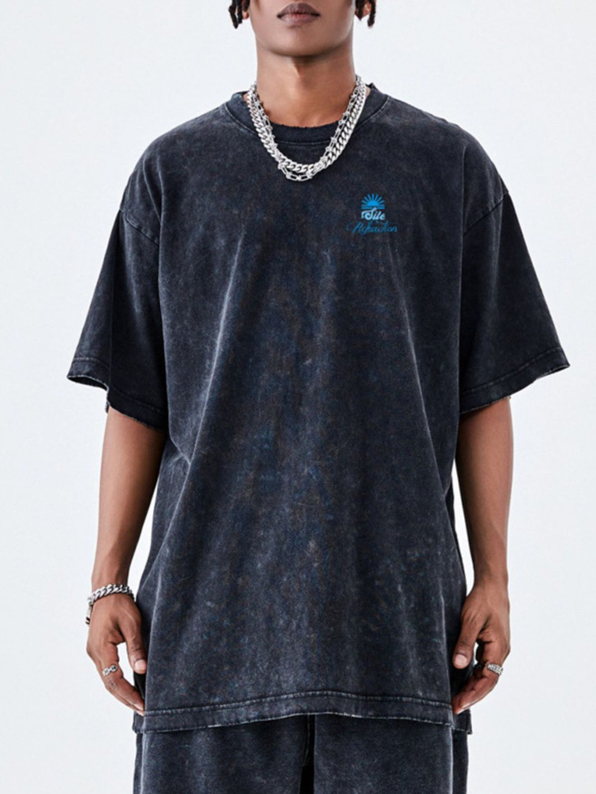Men's Vintage Wash Round Neck Oversized T-Shirt