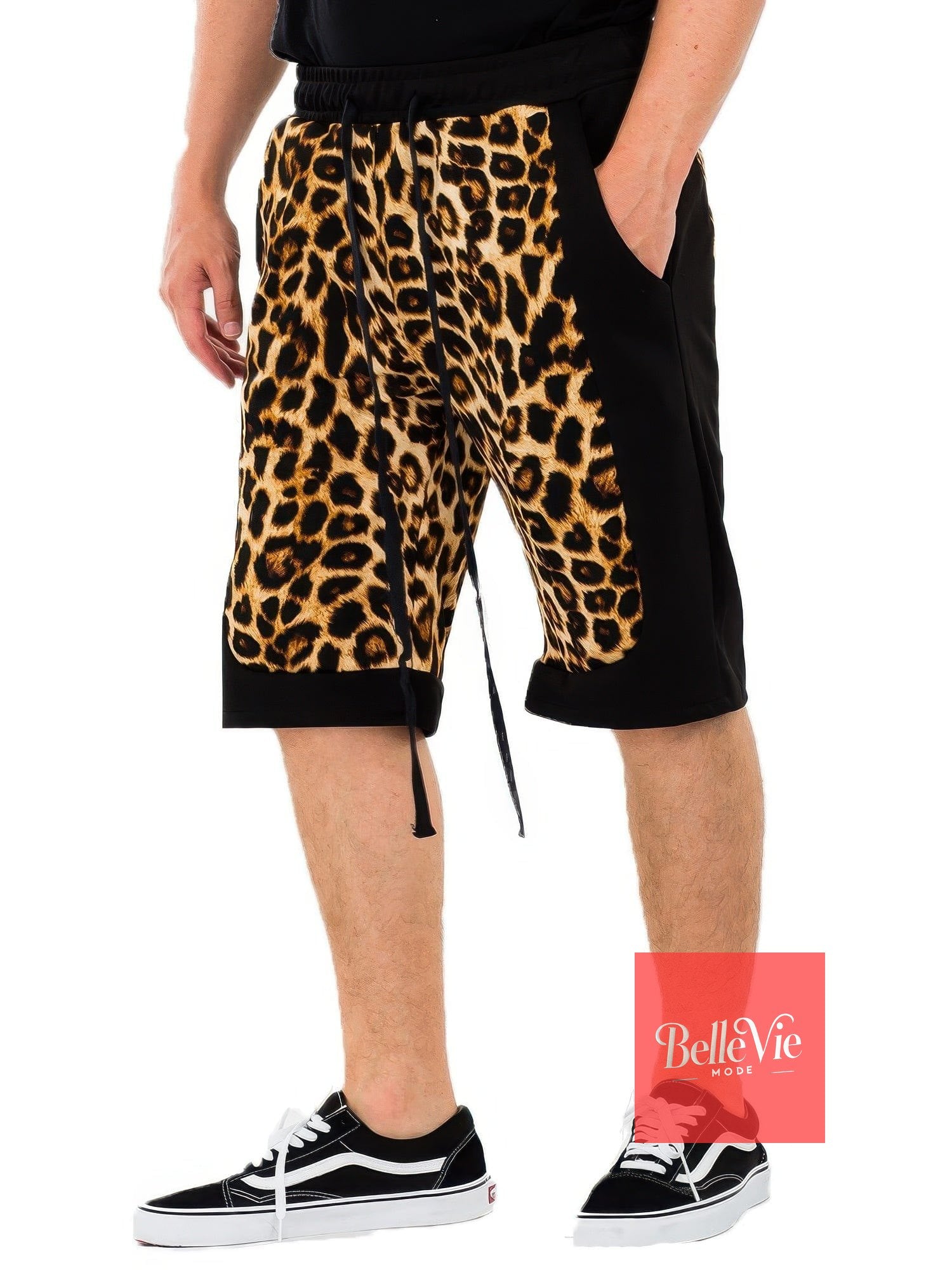 BelleVie Mode Cheetah Contrast Shorts