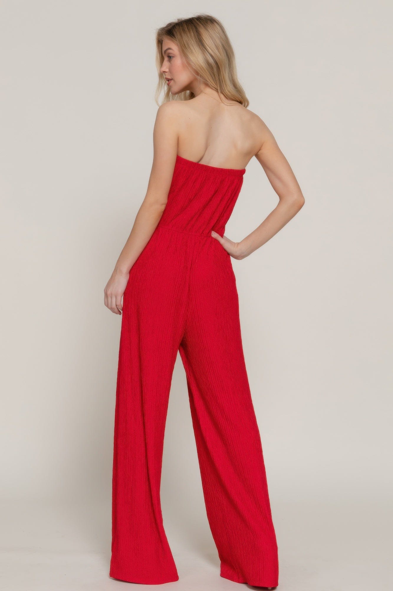 BelleVie Mode Crinkle Knit Tube Jumpsuit