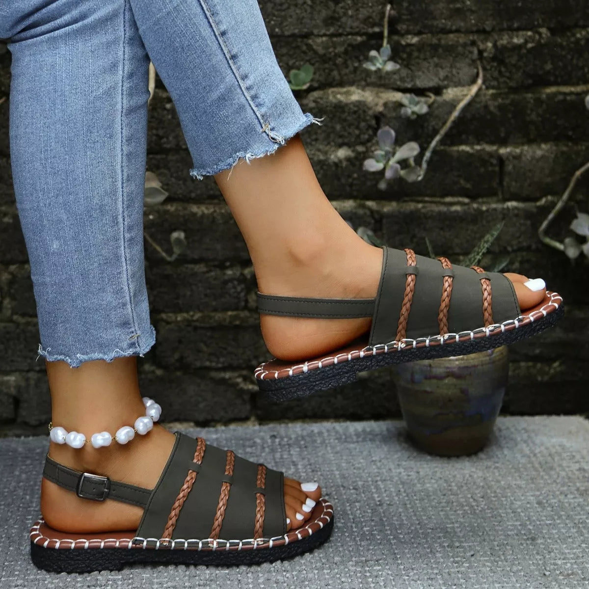Open Toe Buckle Sandals