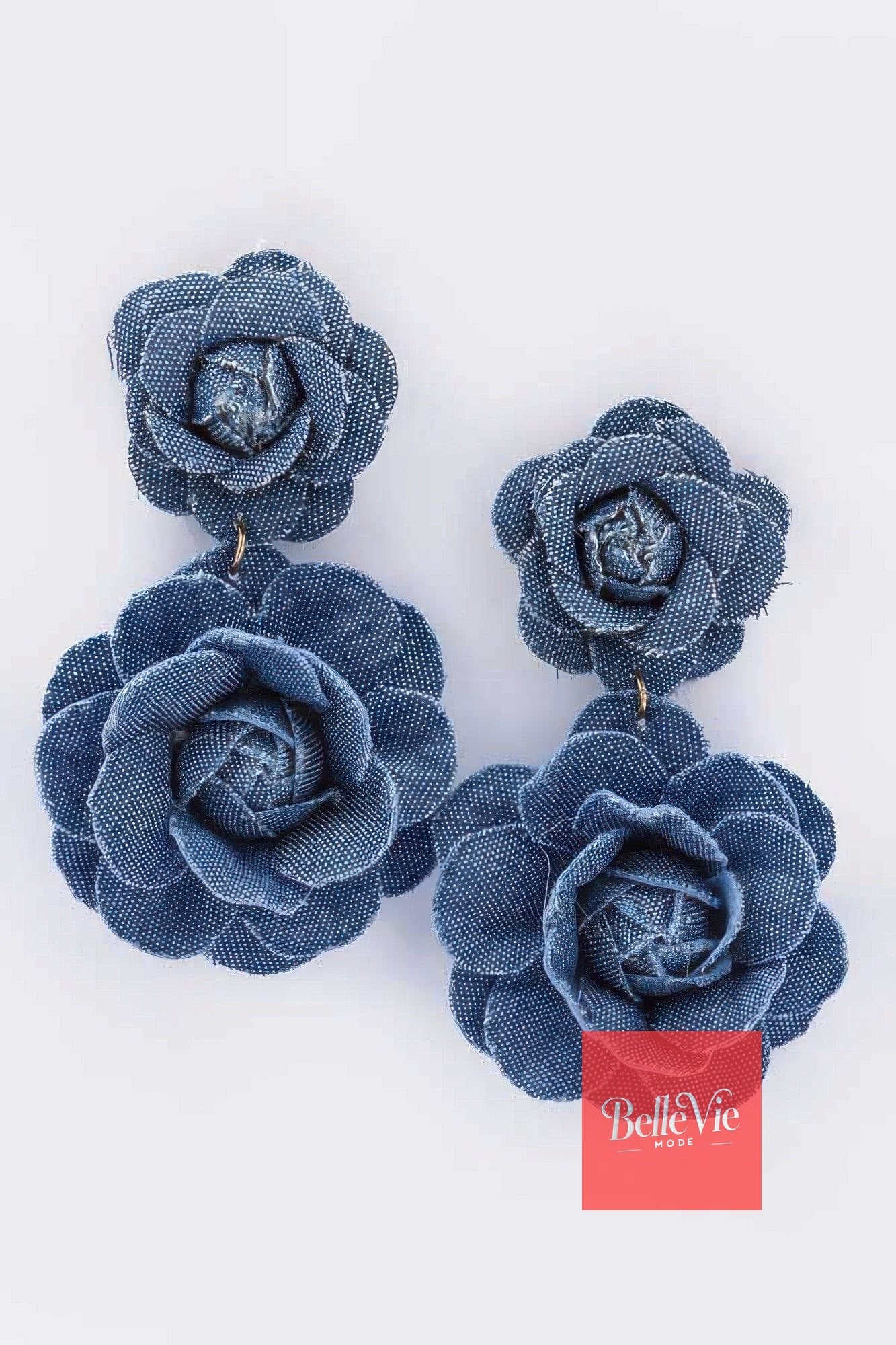 BelleVie Mode Dark blue Denim Flower Earring