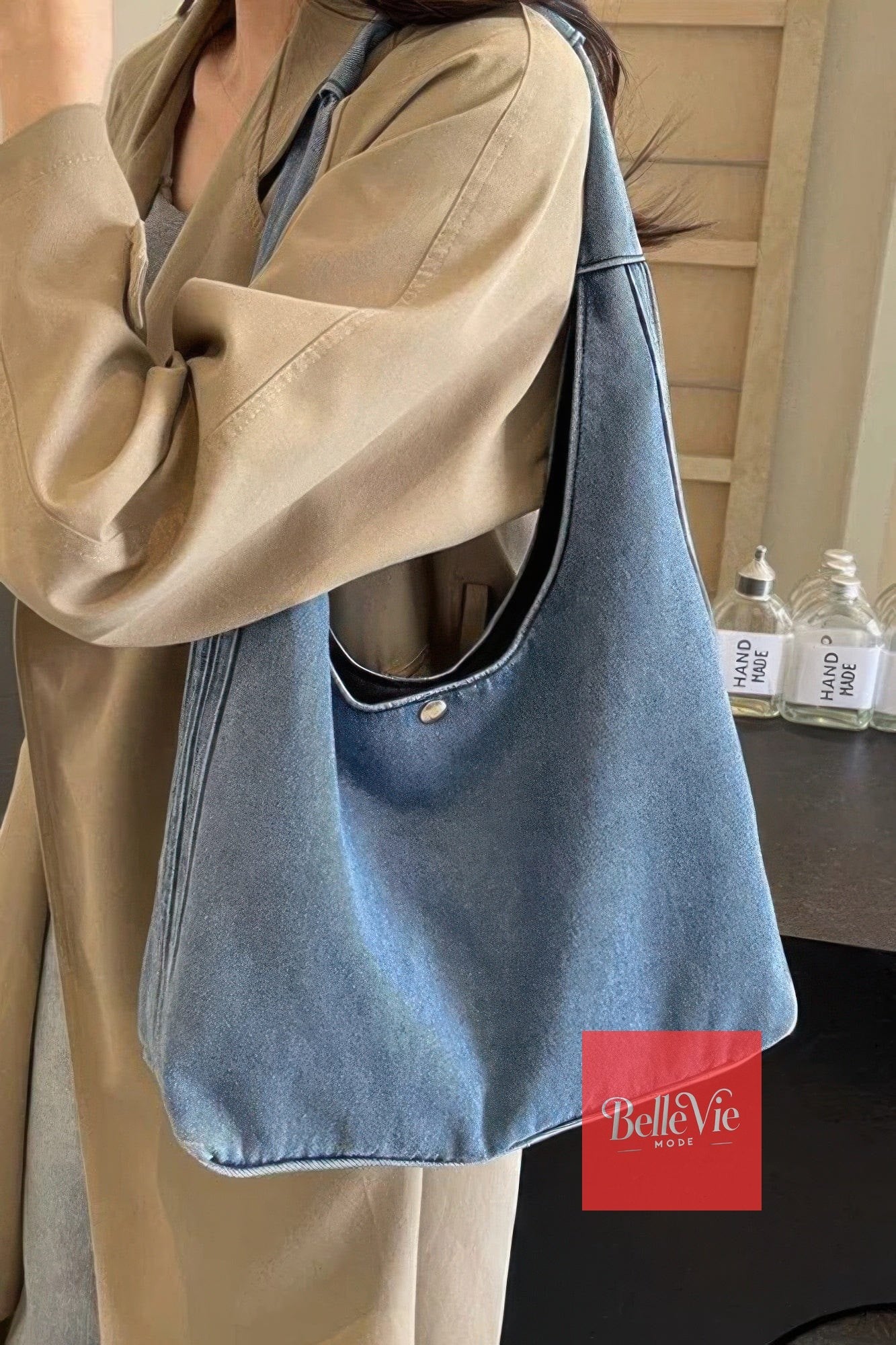 BelleVie Mode Denim Hobo Bag