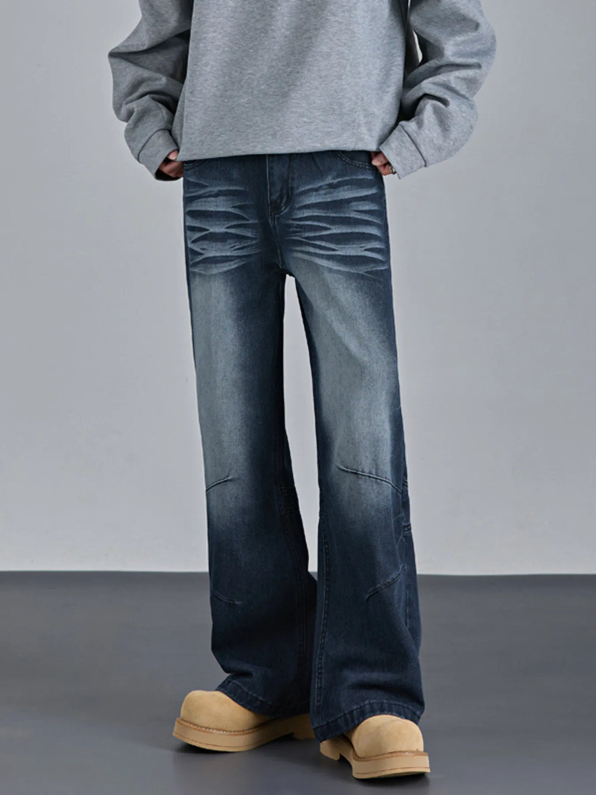 Men's Vintage Wash Wide Leg Jeans