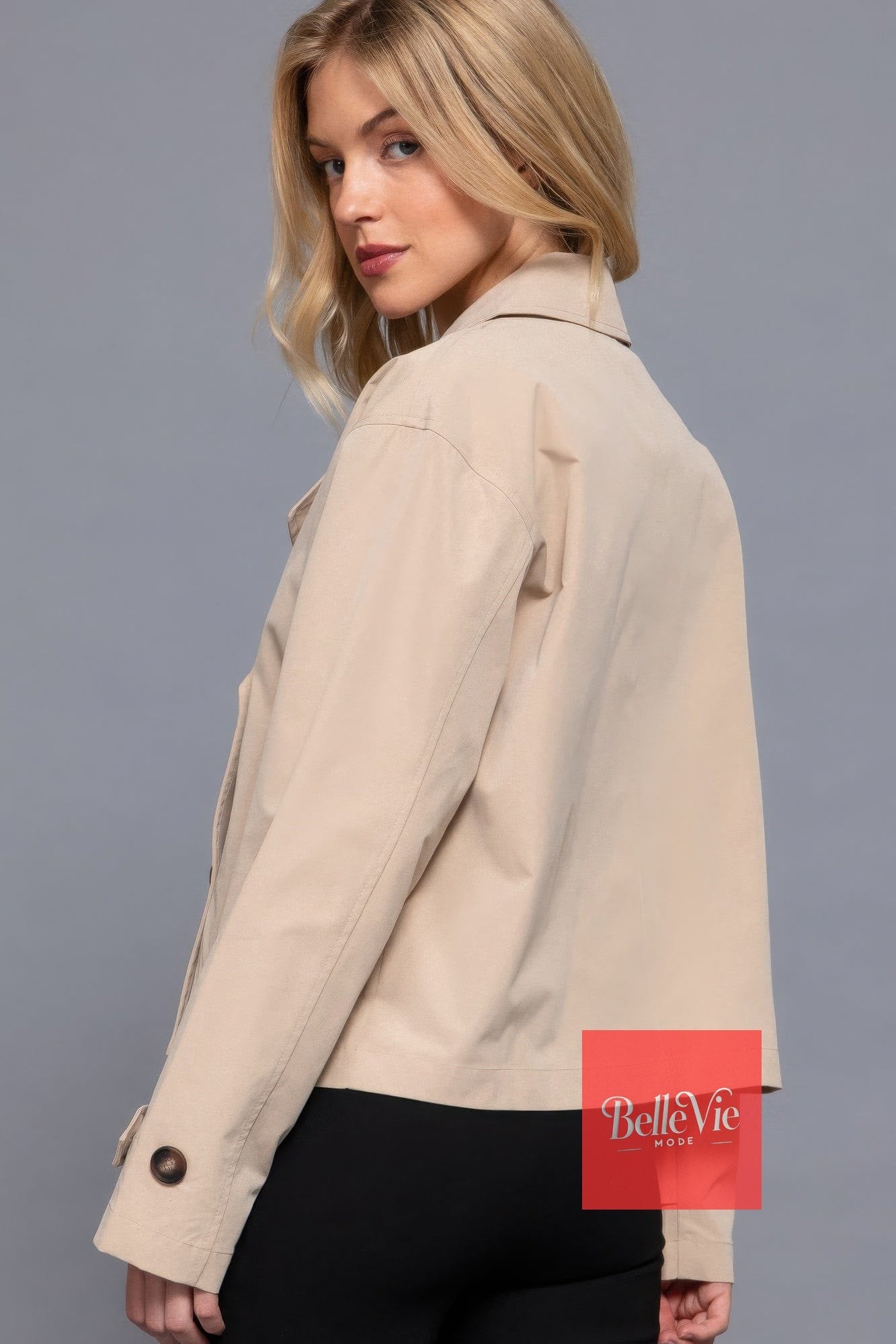 BelleVie Mode Double Breasted Short Trench Jacket