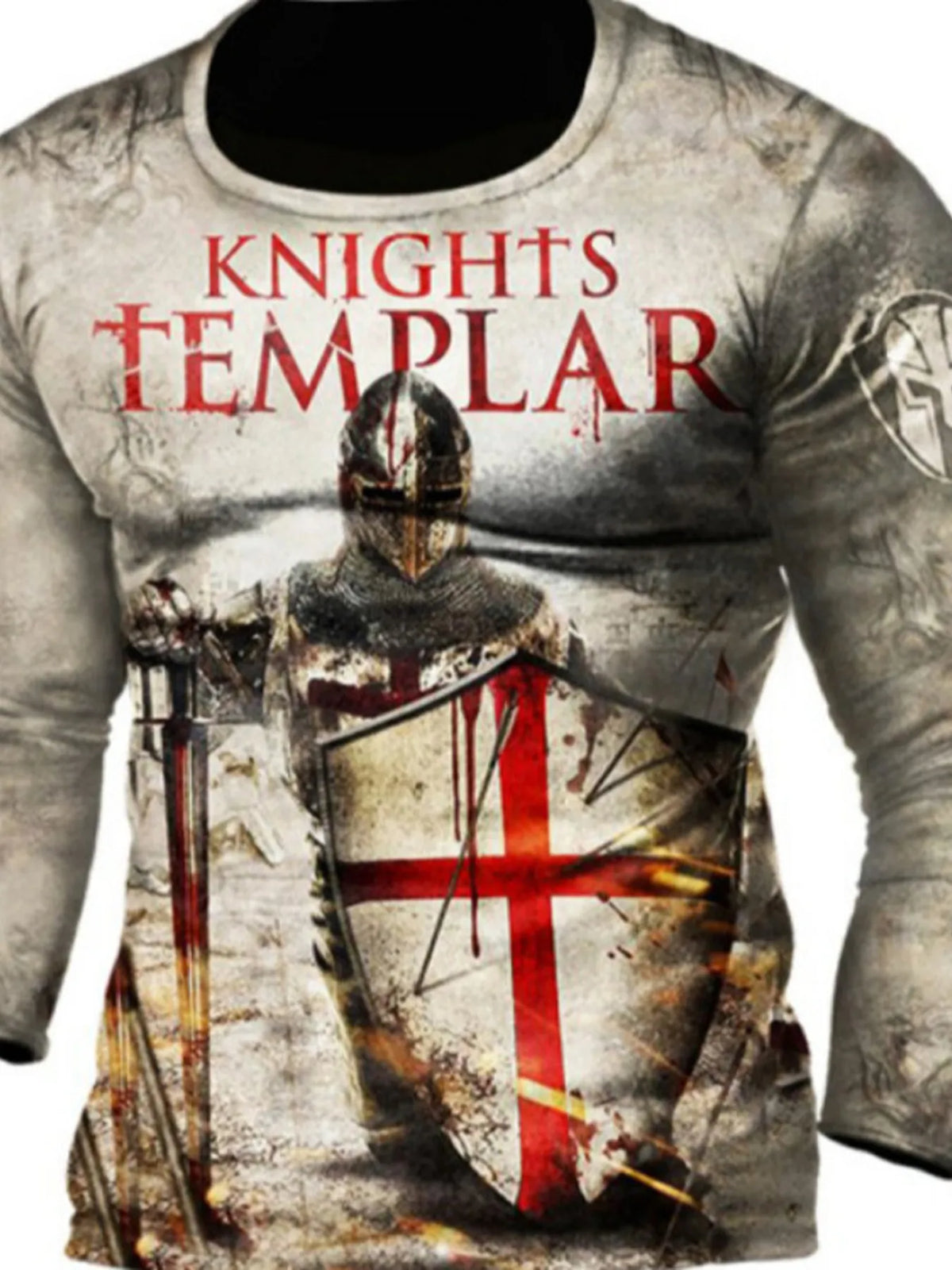 Men's Full Size Knights Templar Graphic Long Sleeve T-Shirt Plus Size