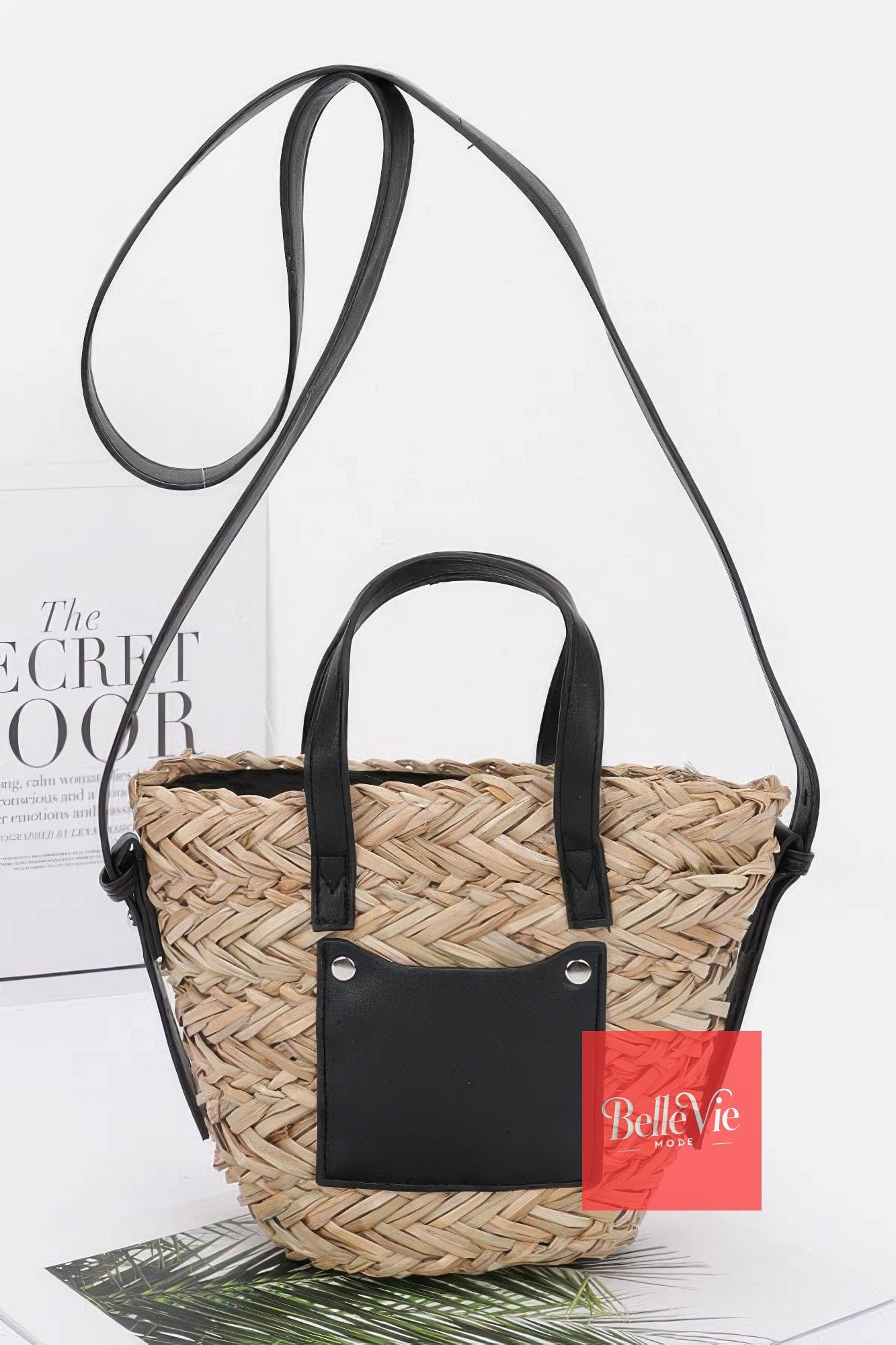 BelleVie Mode Faux Straw Small Tote Bag