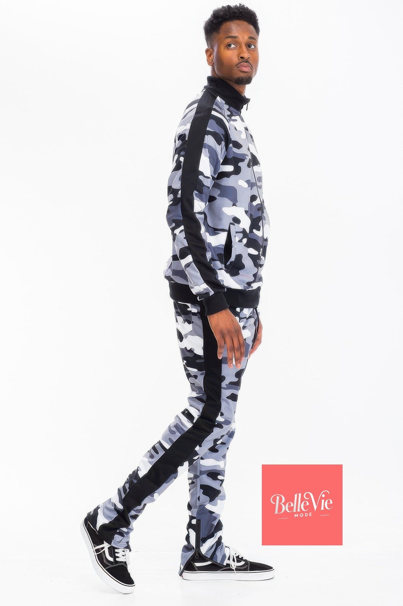 BelleVie Mode Full Camo With Stripe Track Bottom Pants