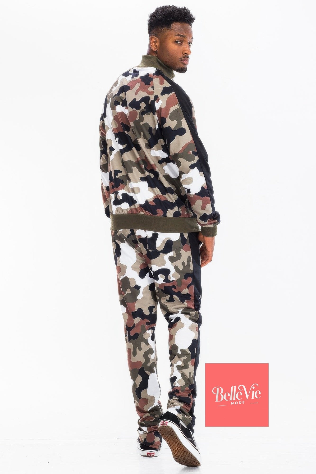 BelleVie Mode Full Camo With Stripe Track Bottom Pants