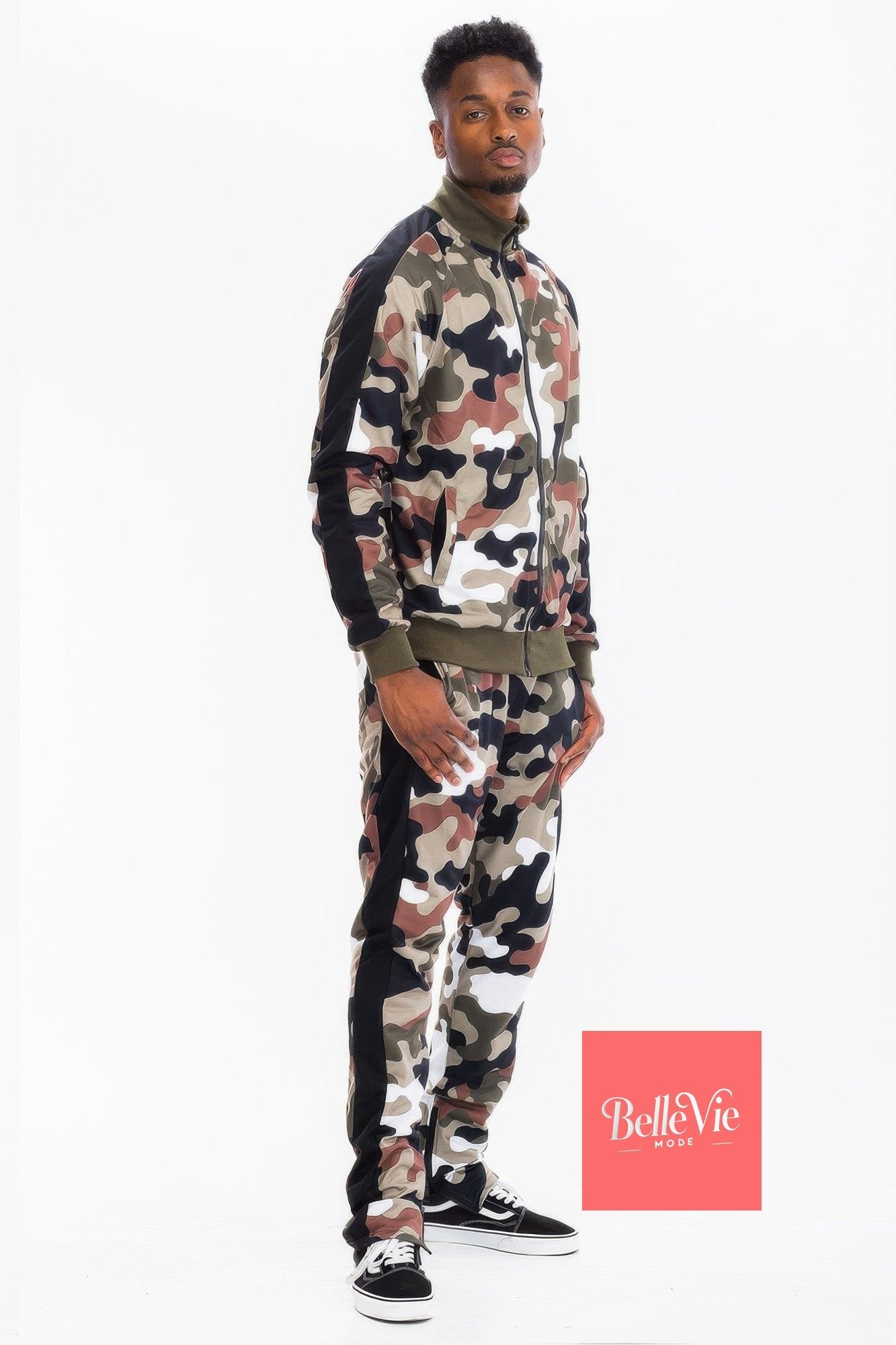 BelleVie Mode Full Camo With Stripe Track Bottom Pants