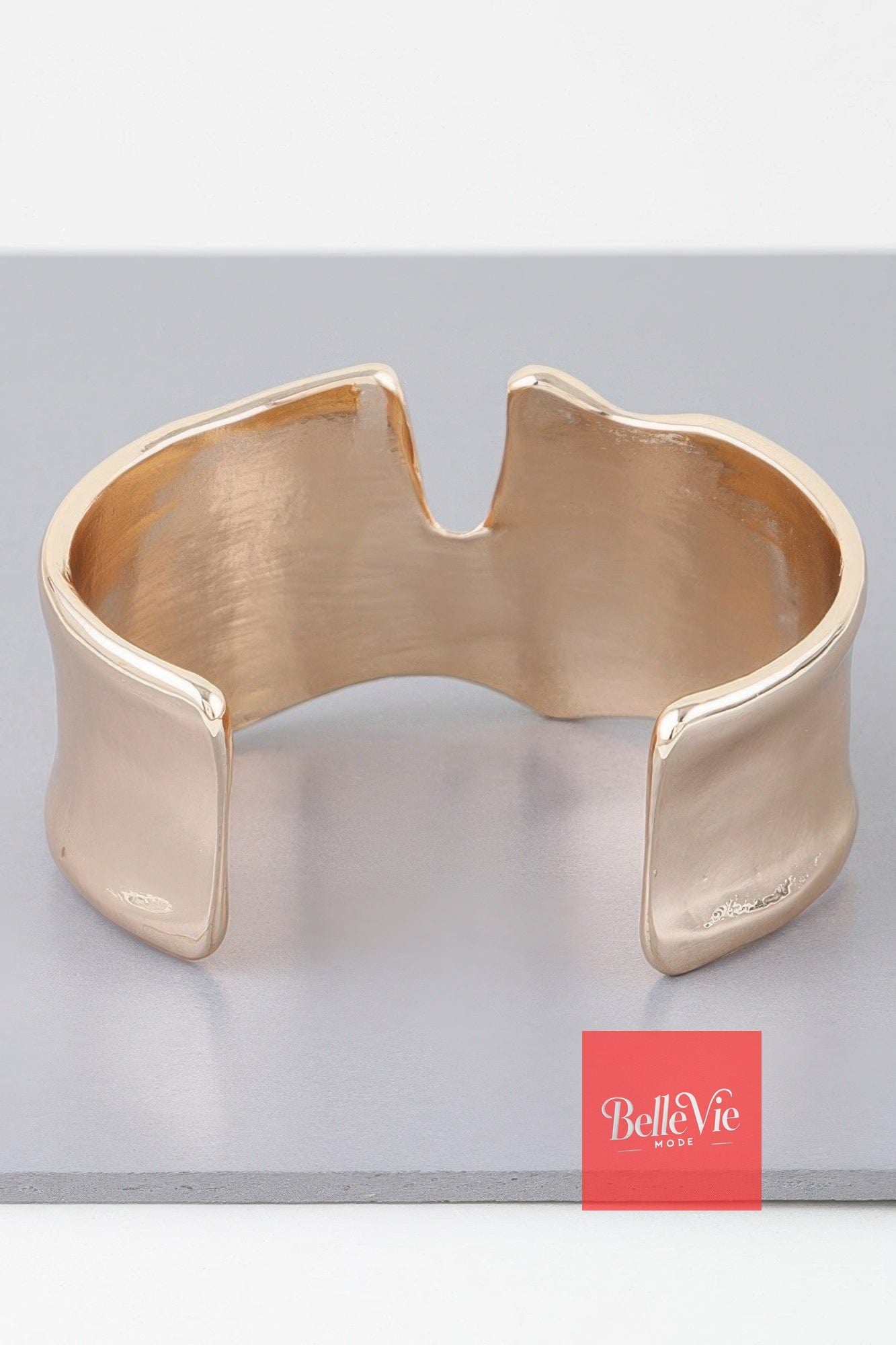 BelleVie Mode Gold Abstract Wave Cuff Bracelet