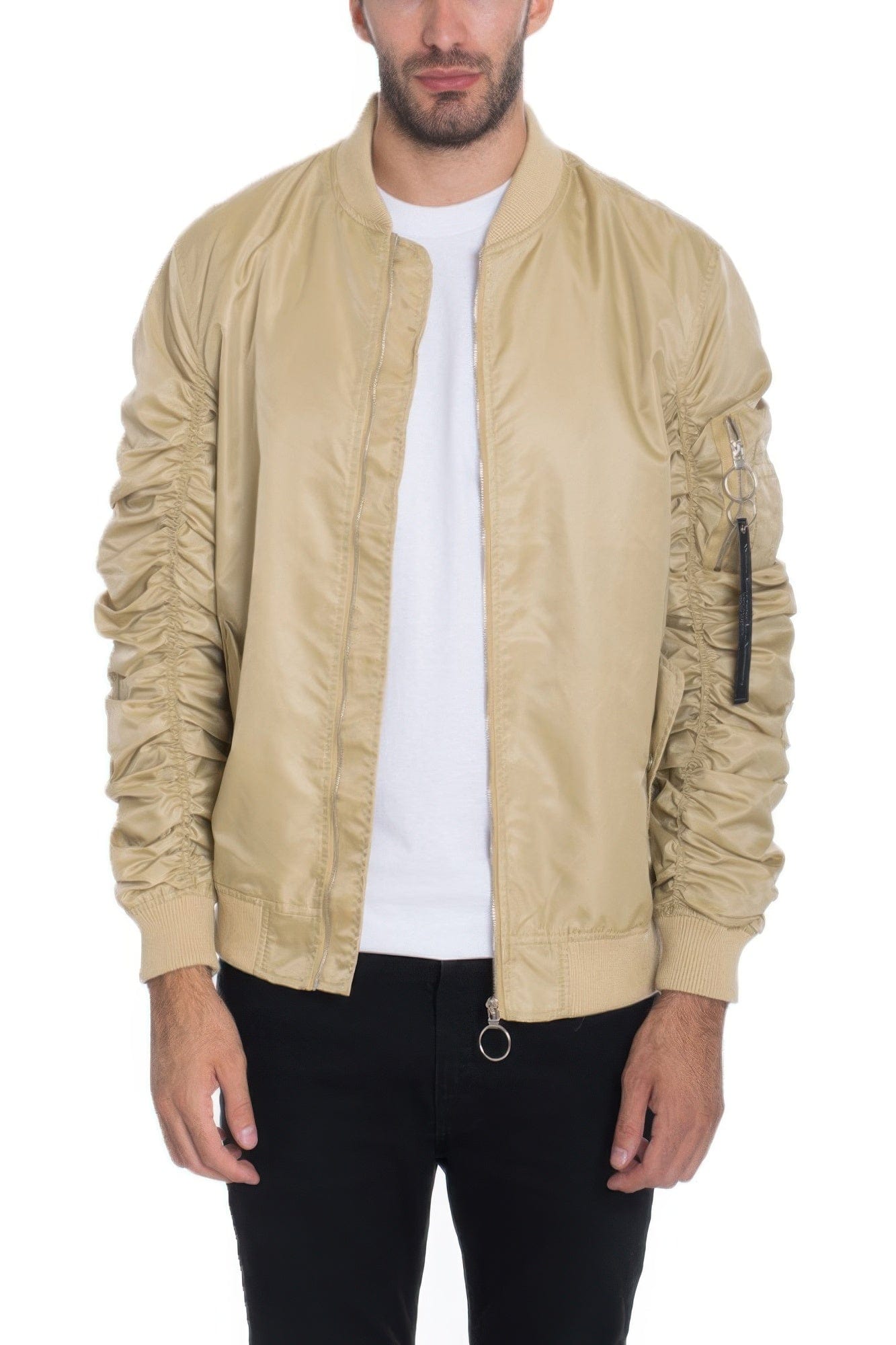 BelleVie Mode Gold / S Men's Casual Ma-1 Flight Lined Bomber Jacket